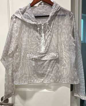 Good American Icy Leopard Print Windbreaker Hoodie Jacket Size 3